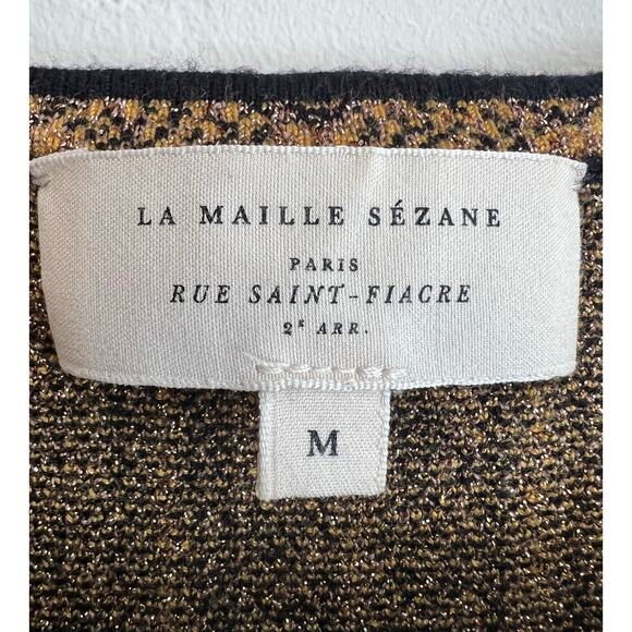 Sézane Emma Sleeveless Sweater Ruffle Shimmer Tank Blouse Size: Medium in Black - Picture 7 of 9